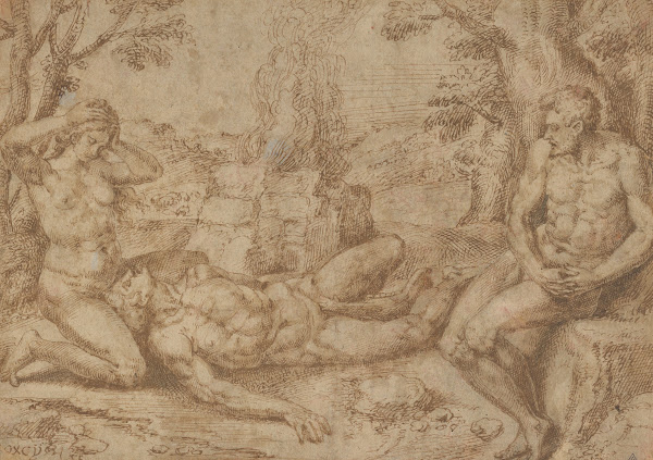 Adam and Eve Mourning the Death of Abel ca 1576