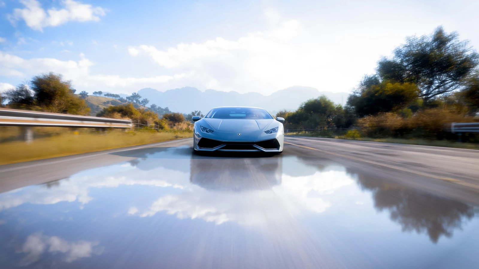 Lamborghini Huracan On Wet Road - Digital Art 4K Wallpaper (3840x2160)