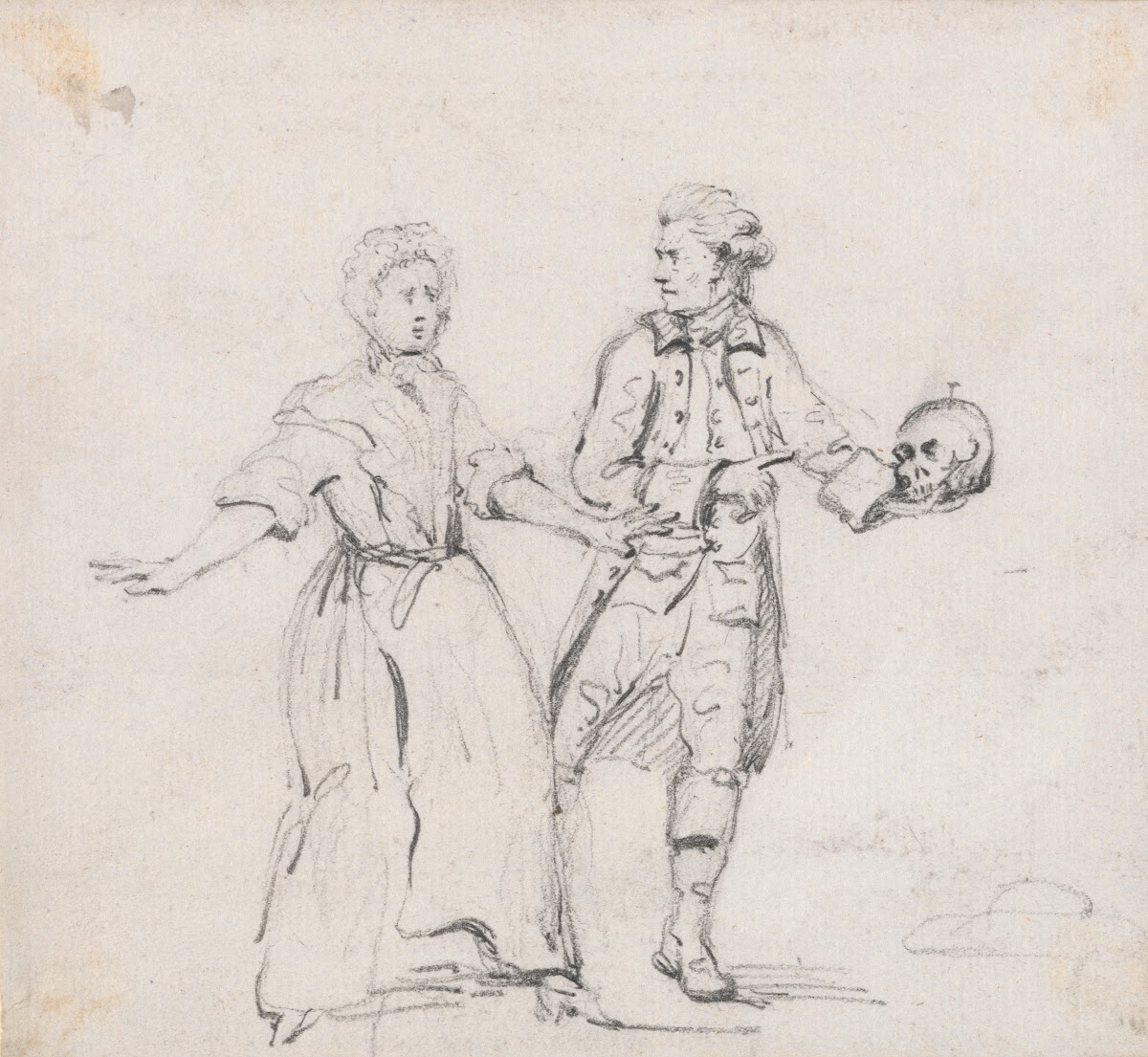 Two Figures with a Skull