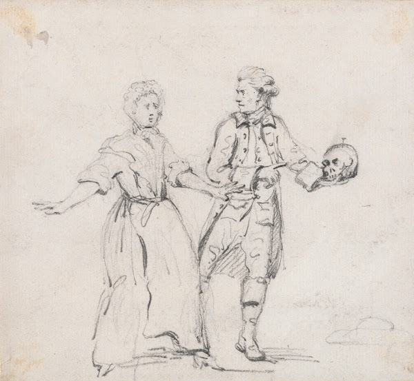 Two Figures with a Skull