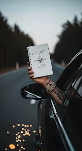 Let's Get Lost Notebook Car Window Road Trip Adventure