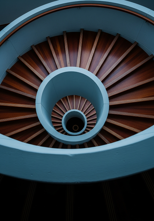 Concrete and Wood Spiral Staircase