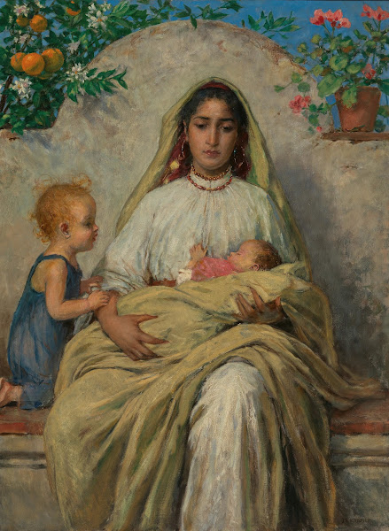 A Mother with Children on Southern Veranda