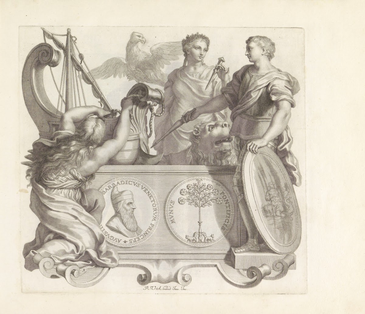 Portret van Agostino Barbarigo en de personificaties van Vertrouwen Dankbaarheid