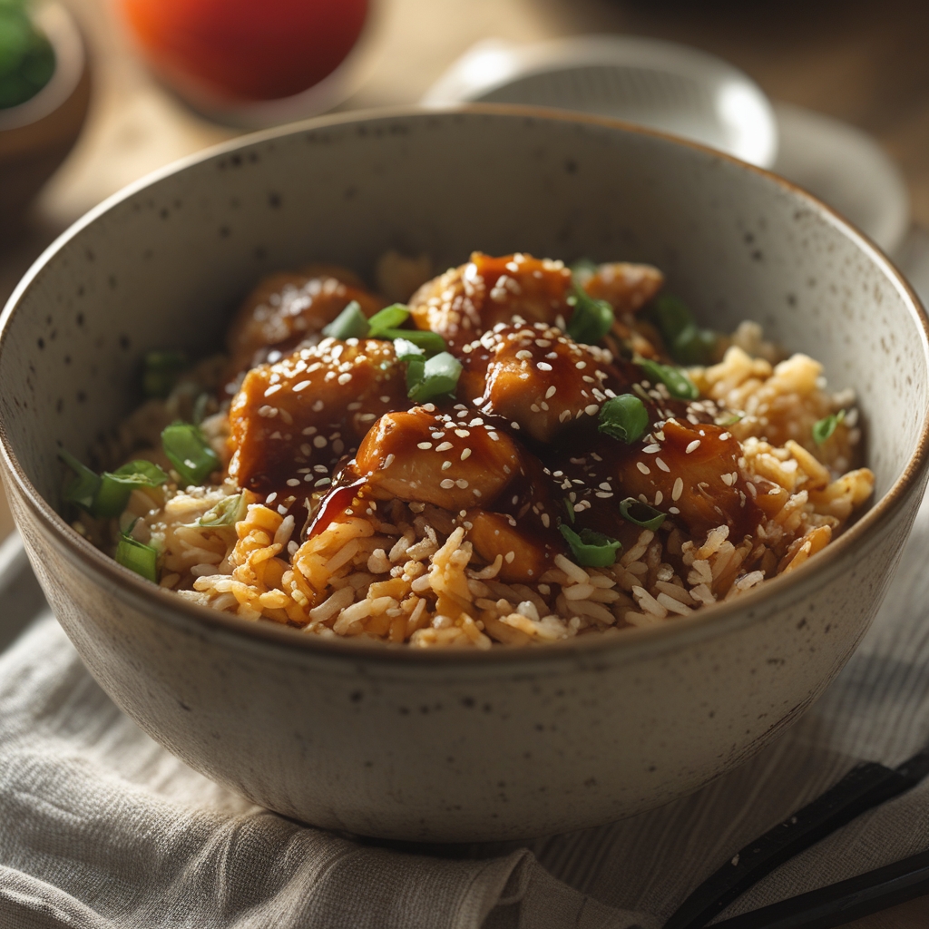 Final Miso Sesame Chicken & Crispy Rice Protein Power Bowl with Quick Ginger-Scallion Drizzle