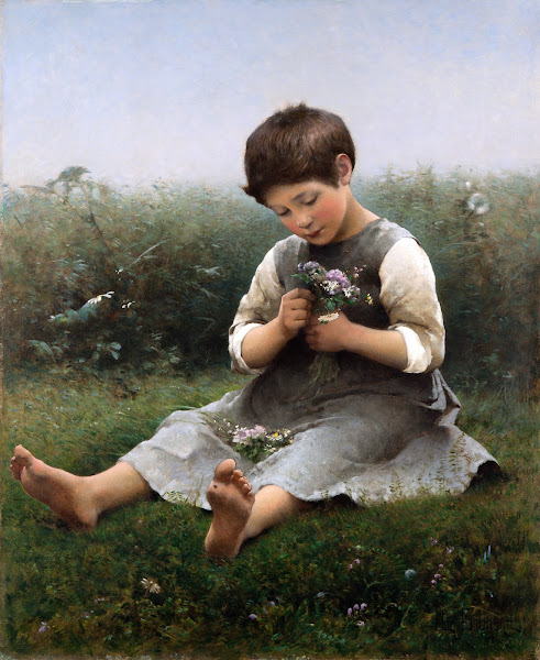 Girl Picking Flowers ca 1883