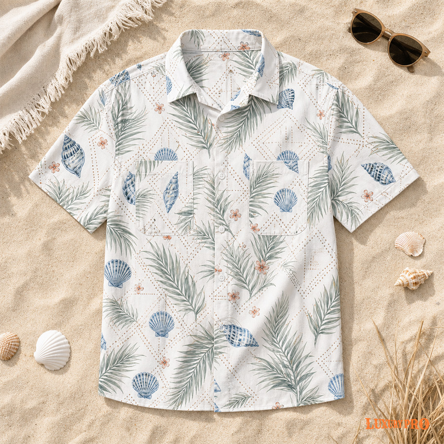 AOP Normal collar shirt double pocket version - bamboo hemp