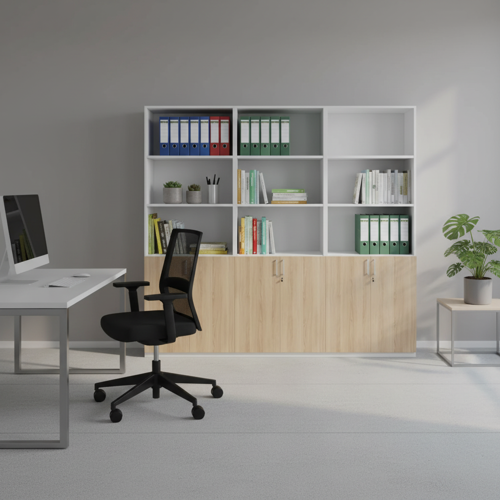 RADAR Color Full Height Six-Lower Door and Top Open Storage Cabinet