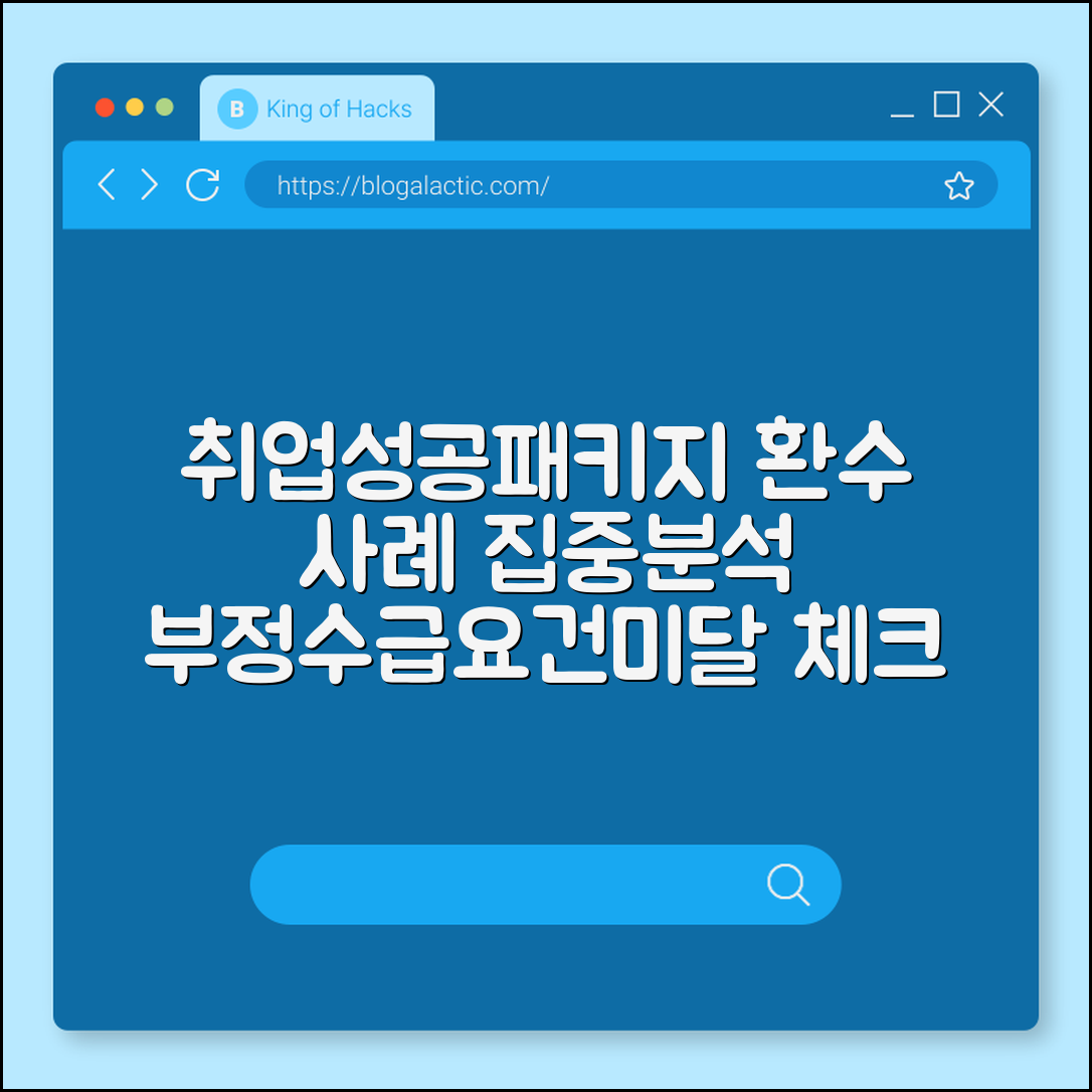 취업성공패키지 환수 사례 (부정수급, 요건미달, 환수)