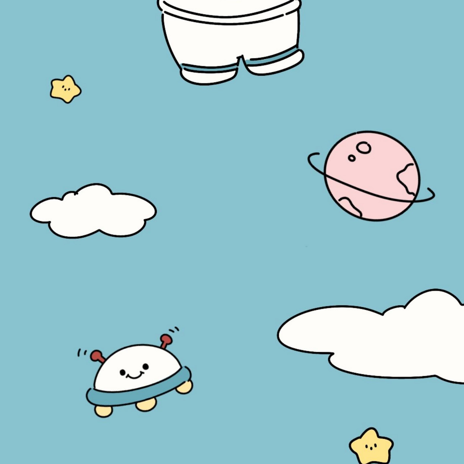 Download Cute Astronauts In Blue Space Full HD iPhone