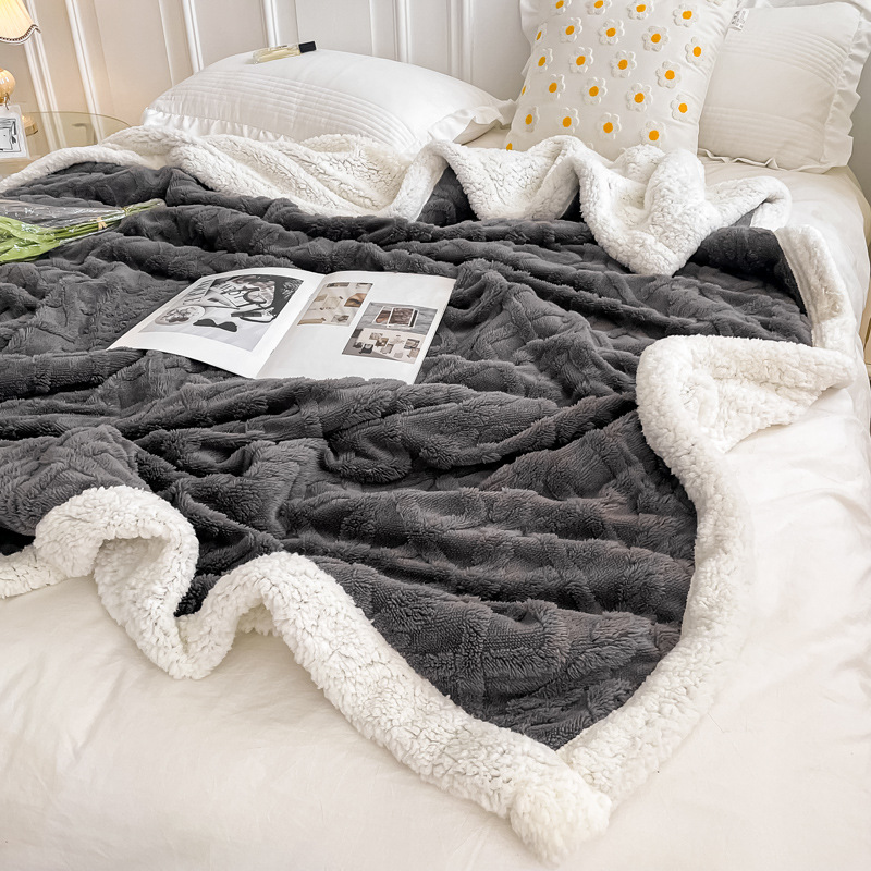 Sherpa-Fleece-Wolldecke, doppellagig, extra warm