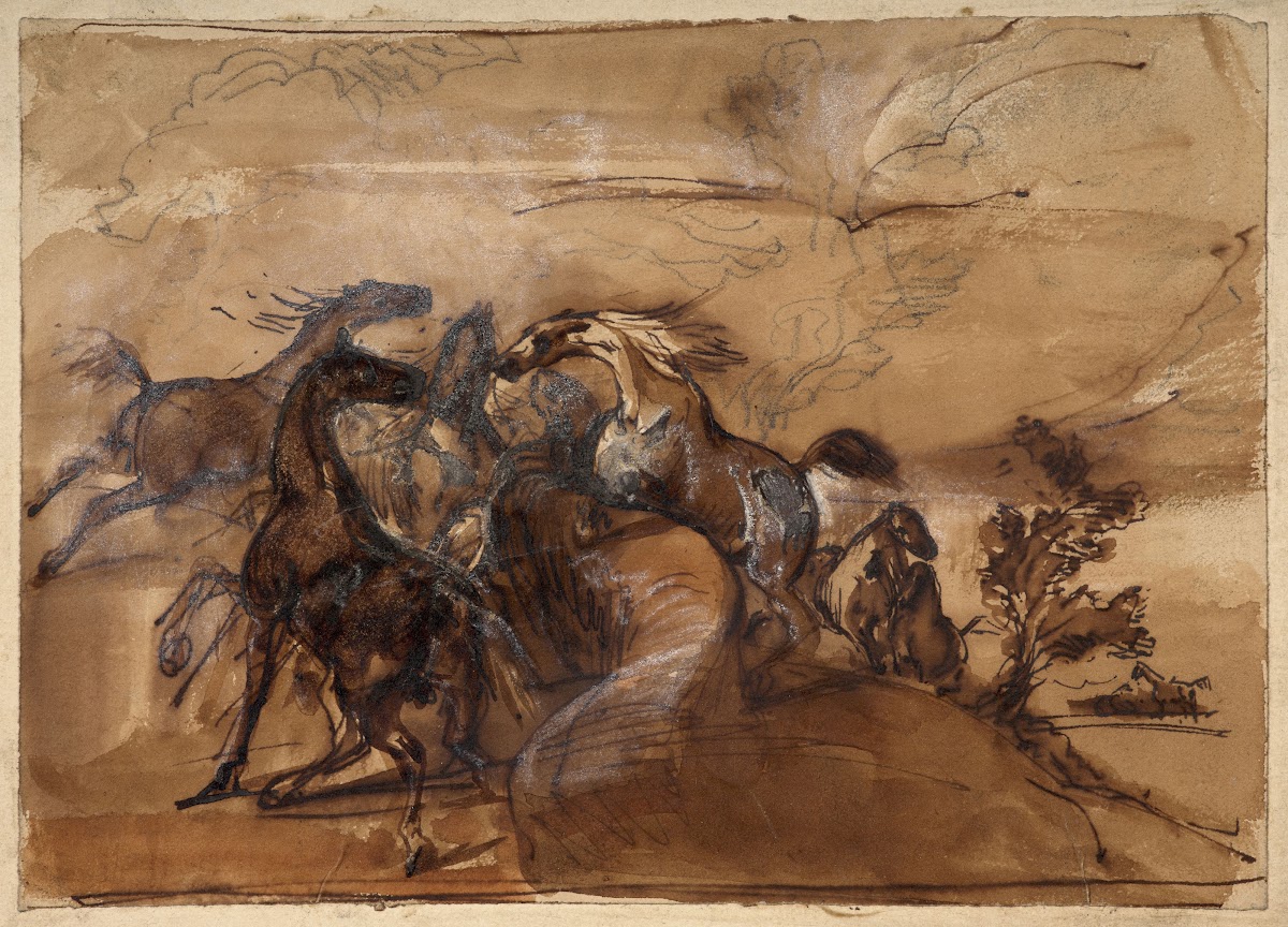 Chevaux en liberté dans un paysage