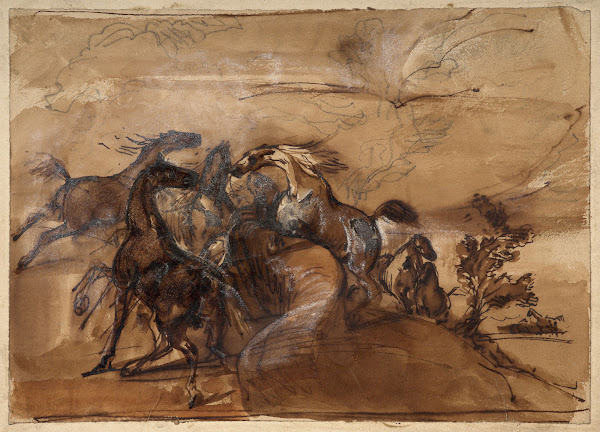 Chevaux en liberté dans un paysage
