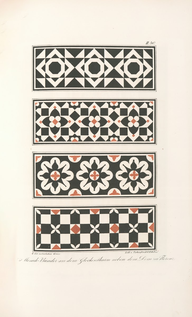 Mosaik Bänder an dem Glockenthurm neben dem Dom zu Florenz 1842