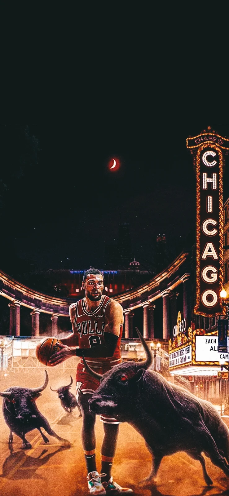 Zach Lavine, Chicago Bulls, Nba, Basketball Art Full HD iPhone Wallpaper Background (1242x2688)