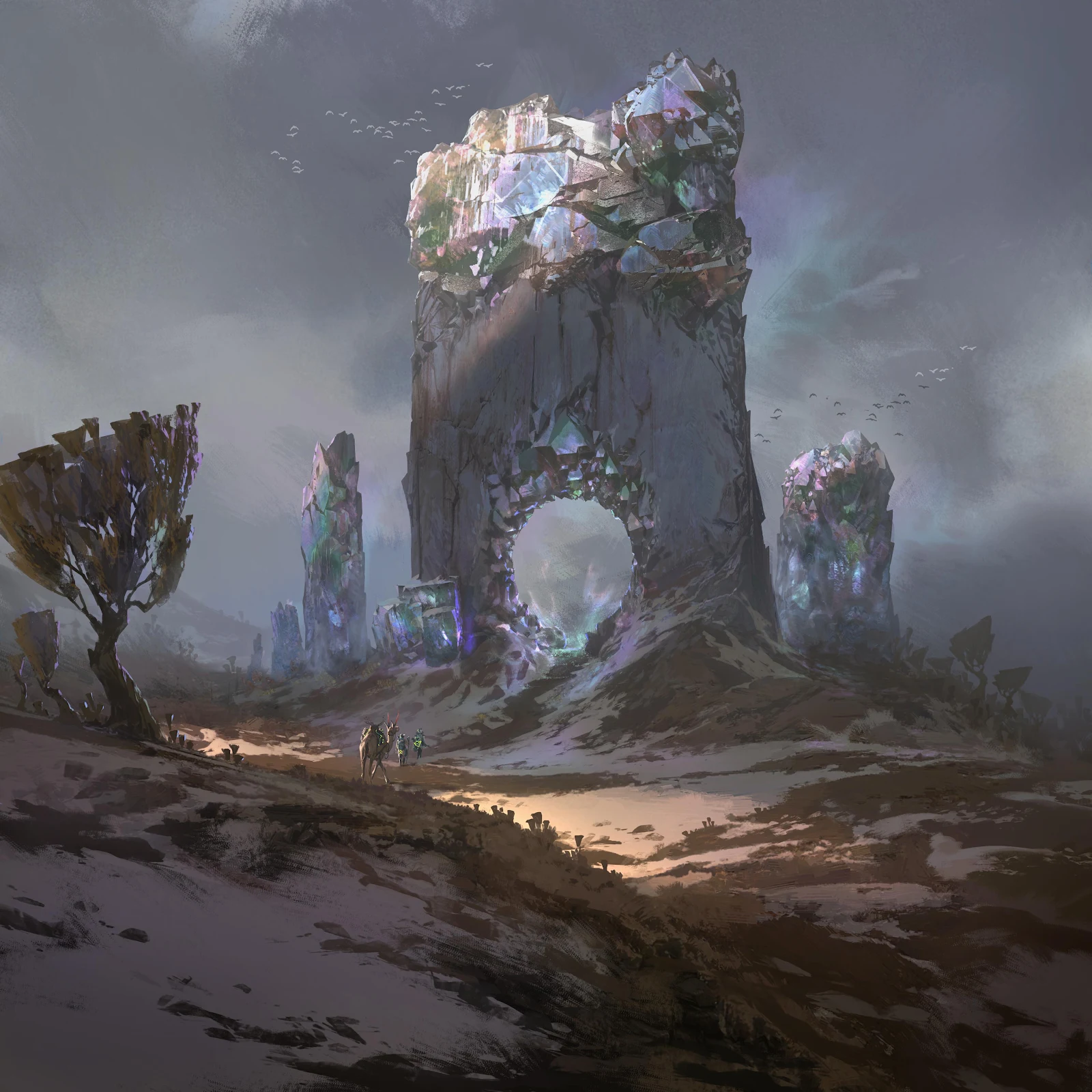 The Crystal Archway Portal - Fantasy Concept Art 4K Wallpaper (3840x3840)