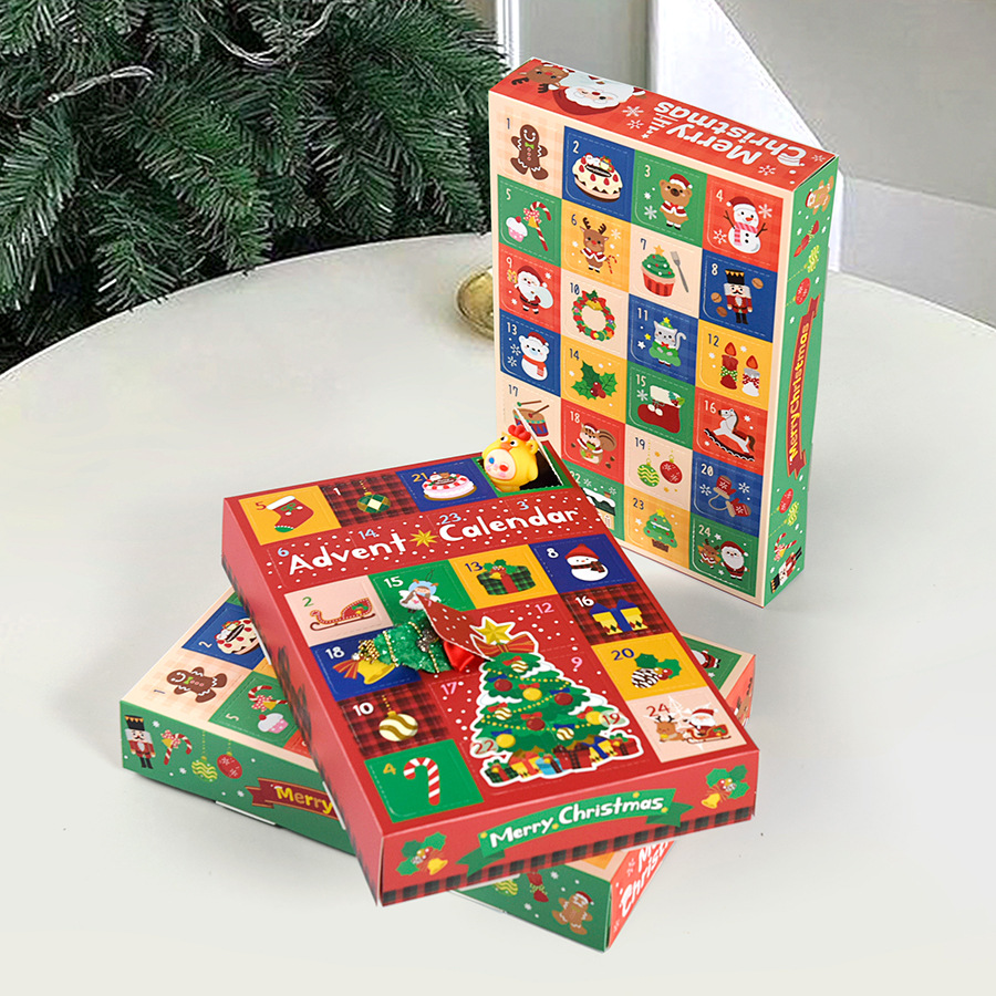 Christmas Advent Calendar Boxes, 24 Compartments, Set of 5