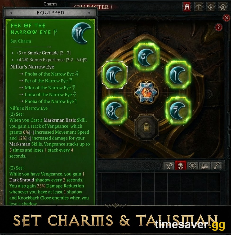 Diablo 4 Talisman system with Set Charms and Seal slot — Season 15 charm mechanics