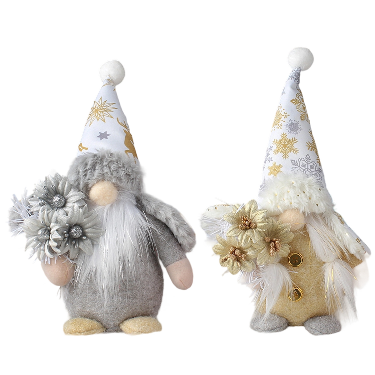 Gnome figure with hat in gold and silver appearance