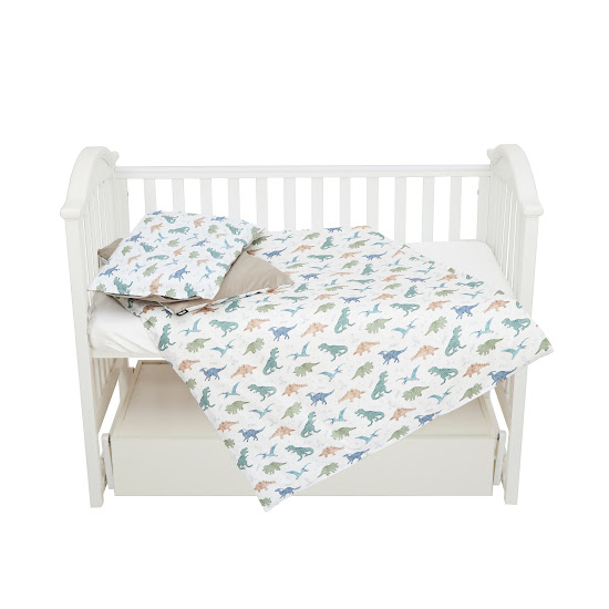 Children's changeable bedding set 4 el Twins Satin Limited Dinosaurs grey