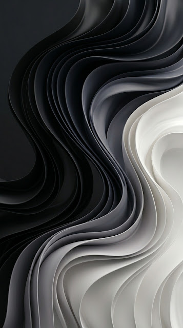 Abstract Monochromatic Flowing Ribbons 3D Render Background - Free mobile Wallpaper