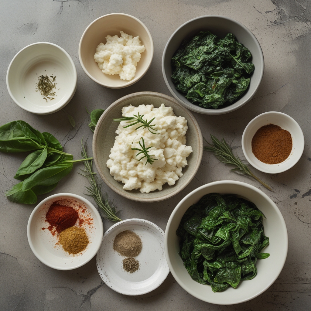 Ingredients for 20-Minute Spinach Ricotta Bites Recipe – Irresistibly Easy Appetizer for Quick Entertaining