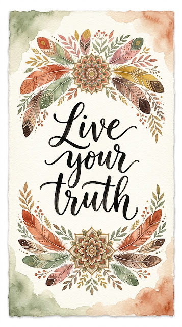 Live Your Truth Boho Watercolor Calligraphy Art - Free mobile Wallpaper