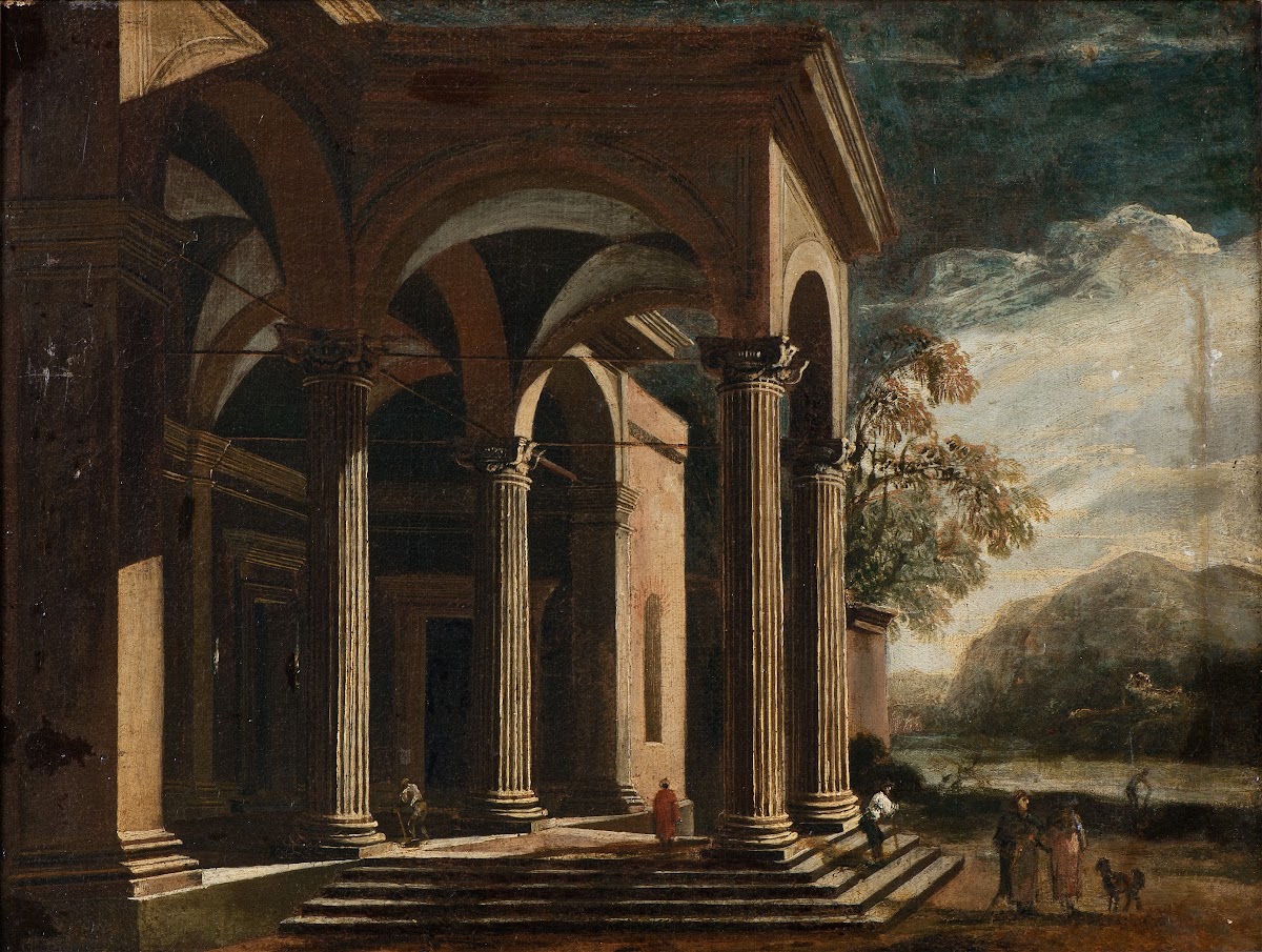 Architectural fantasy palace in landscape