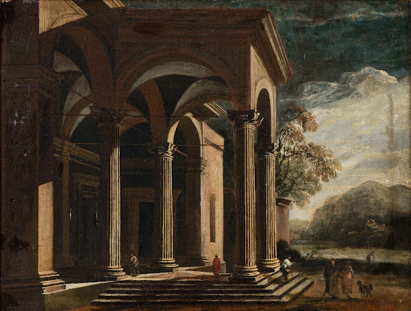 Architectural fantasy palace in landscape