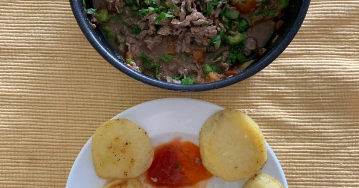Khoai Tây áp chảo ăn cùng thịt bò xào