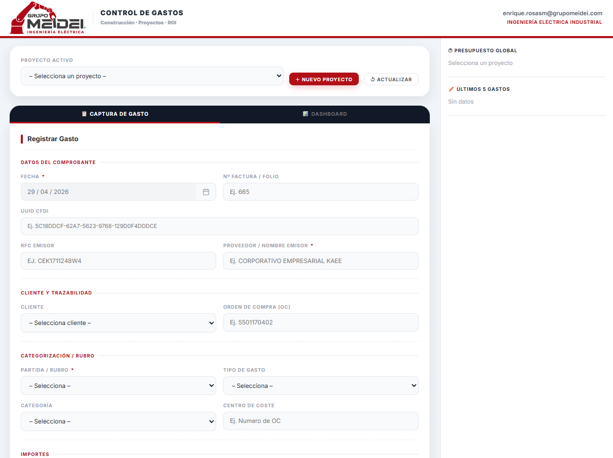 Captura de pantalla del proyecto: Registro de Gastos