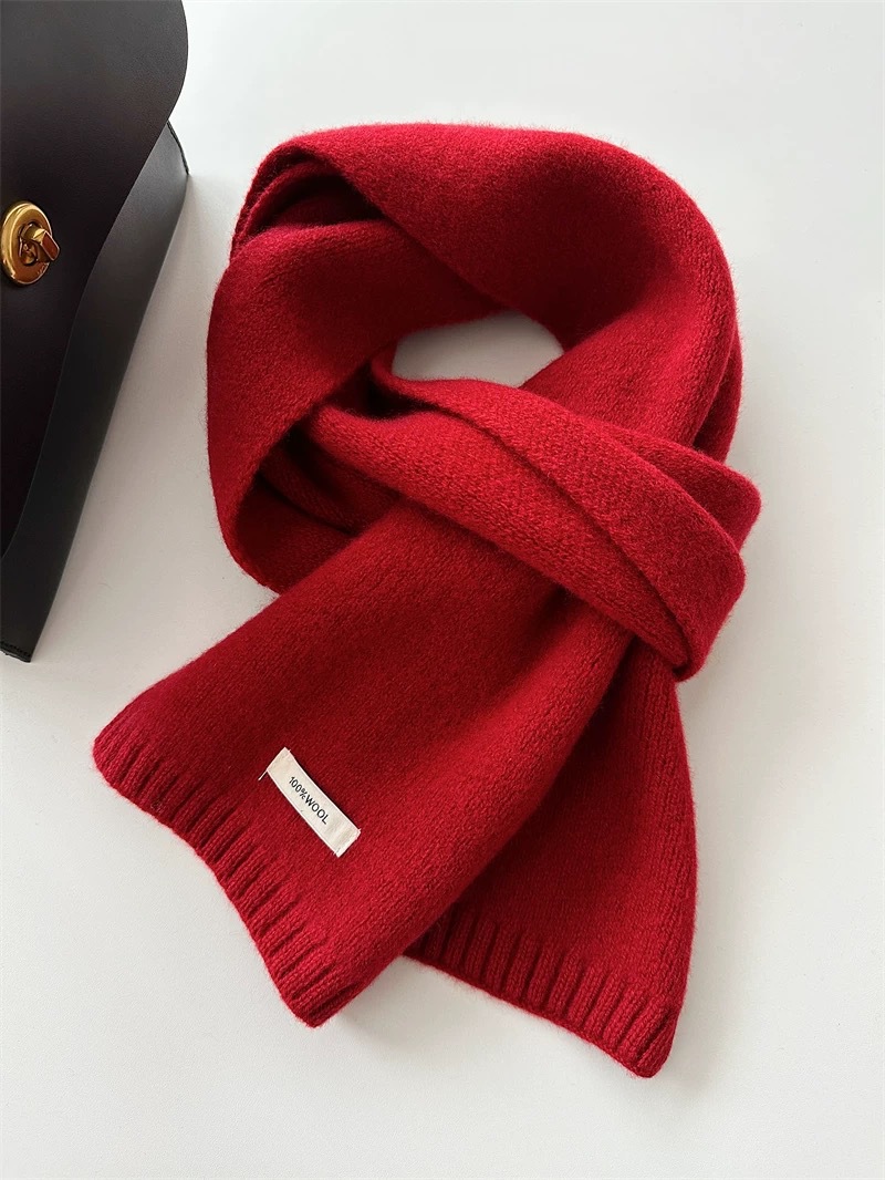 Wool Knit Scarf, 100% Australian Wool, 162x20 cm