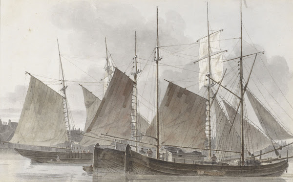 Zeilschepen aangemeerd voor een stad 1820   1872