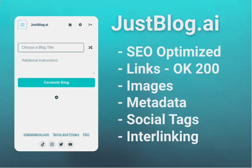 Captura de JustBlog.ai