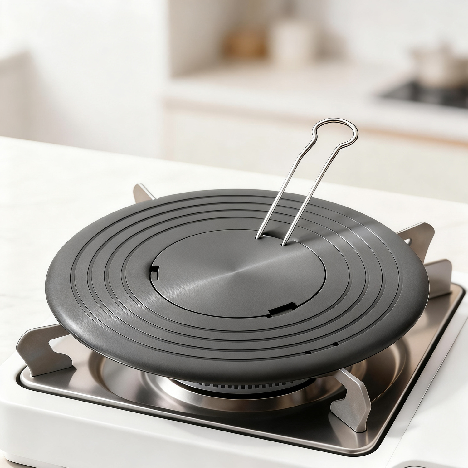 Removable heat distribution plate for gas stove, round