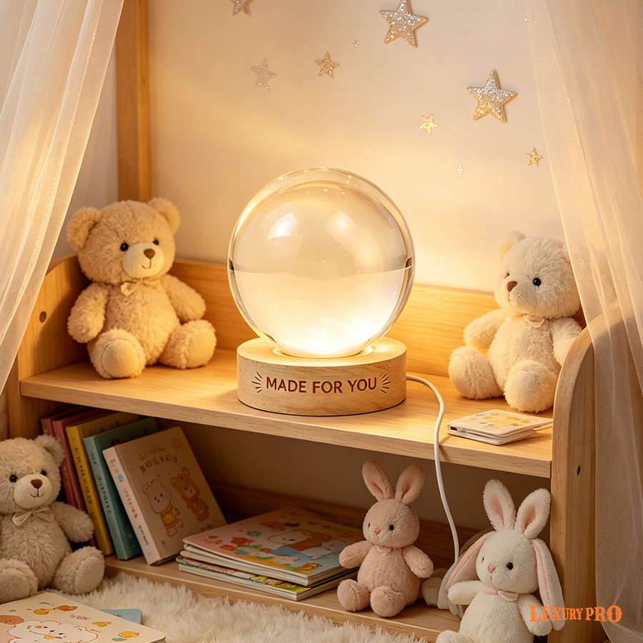 Personalized Crystal Ball Night Light (Engraved base)