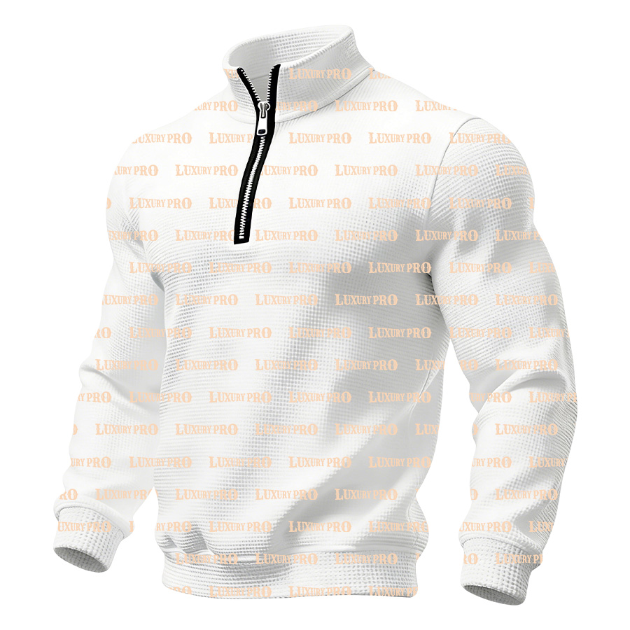 Stand-up Collar Half-Zip Pullover Hoodie Pocketless