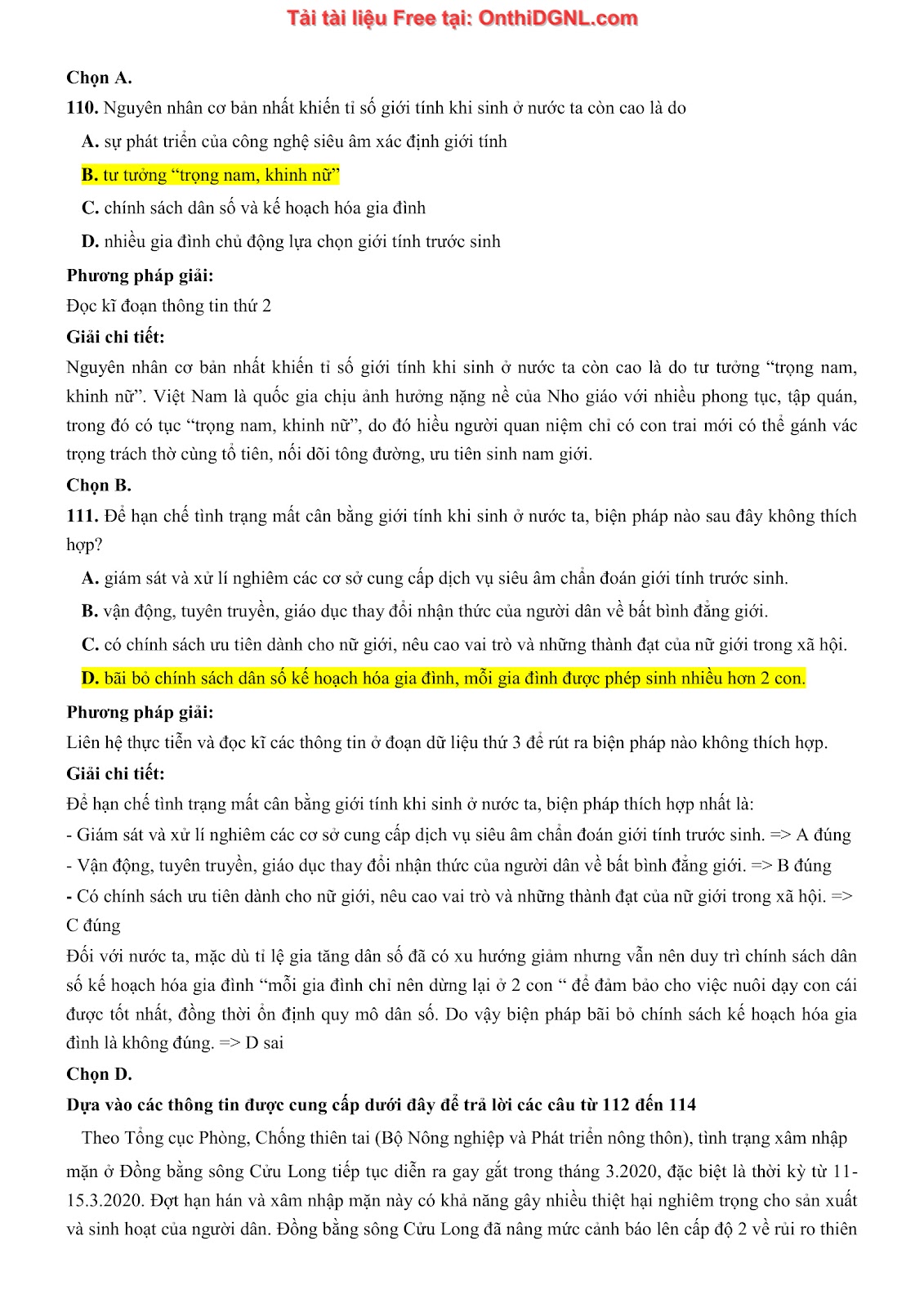 250 bài tập môn Địa Lý - Ôn thi ĐGNL ĐHQG TP HCM Phần 14