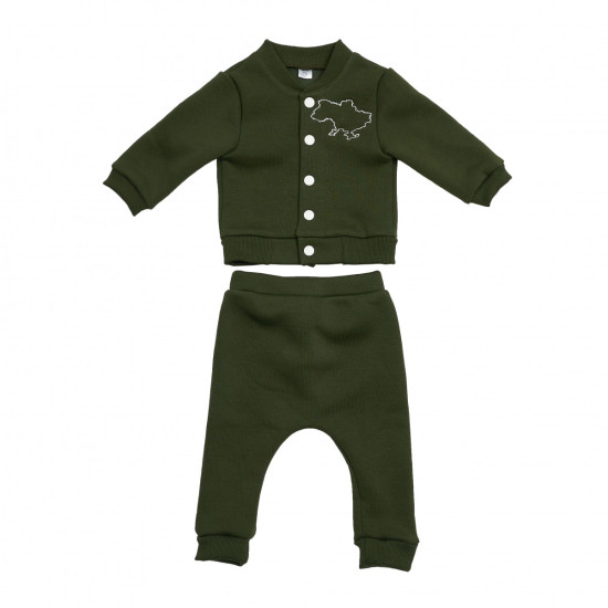 Дитячий костюм Twins трикотажний утеплений Україна (бомбер, штани) хакі 80р