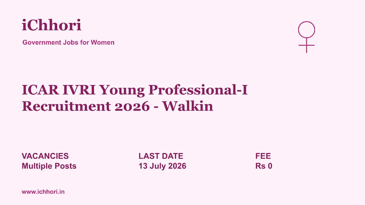ICAR IVRI Young Professional-I Recruitment 2026 - Walkin - iChhori
