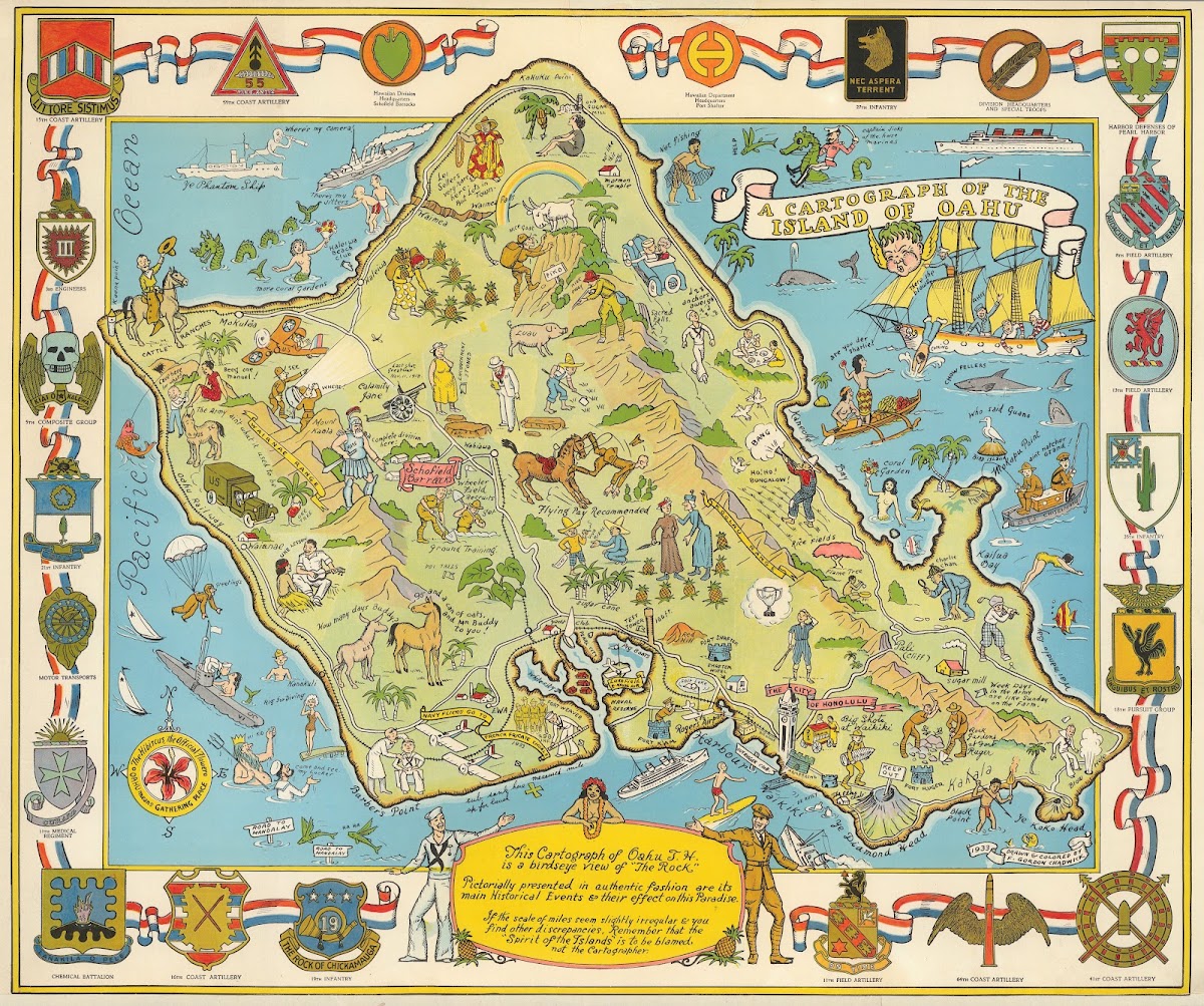 A Cartograph Of The Island Of Oahu 1933