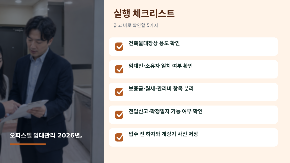 오피스텔 임대관리도 2026년부터 달라졌나요? 집주인·세입자 체크 - 글 전용 체크리스트