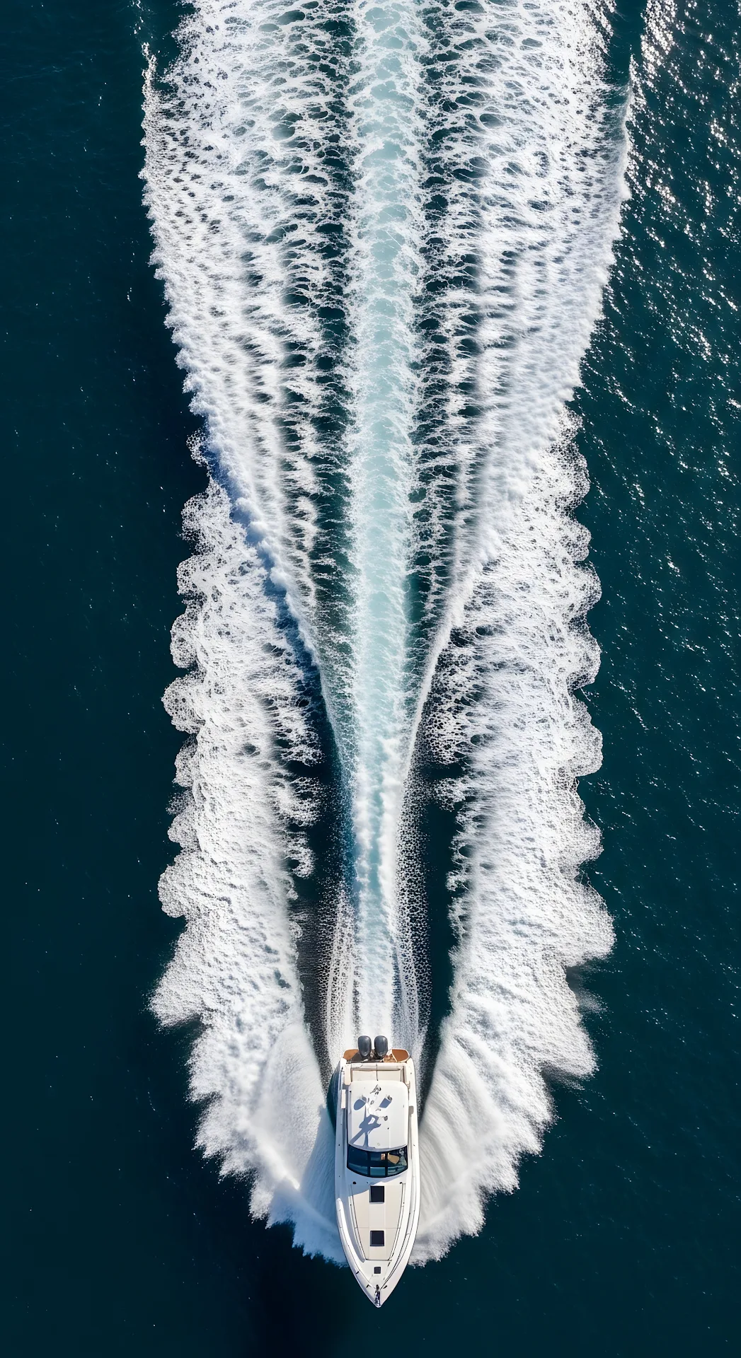 Speedboat Aerial View Dramatic White Wake Ocean - Free 4K mobile Wallpaper