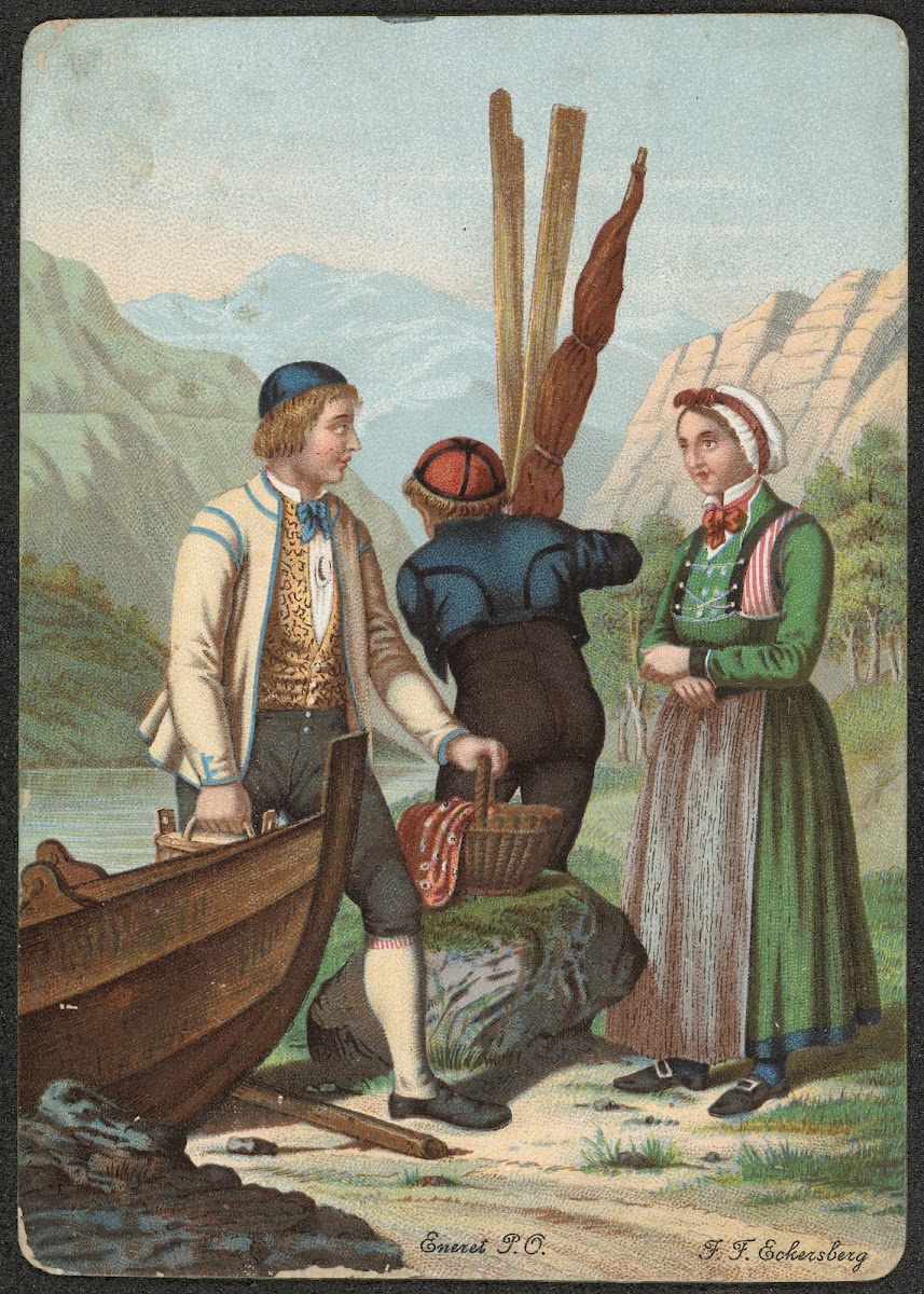 Man and woman in national costumes