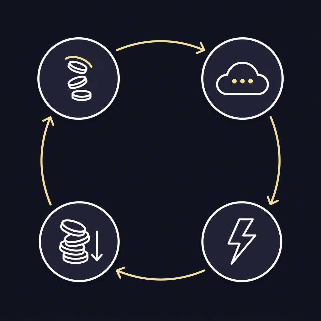 Minimal 2D vector diagram of a circular cycle showing loss emotion impulsive trade leading to larger loss illustrating Why Revenge Trading Is Dangerous in Funded Plays brand colors