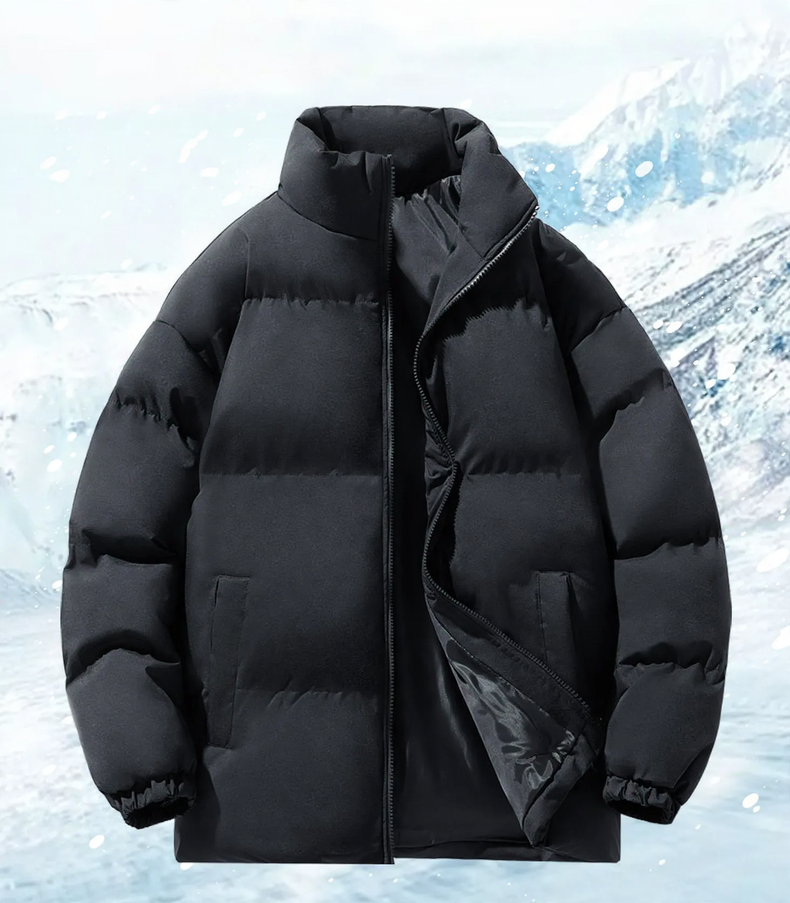 Insulated men's winter jacket with stand-up collar