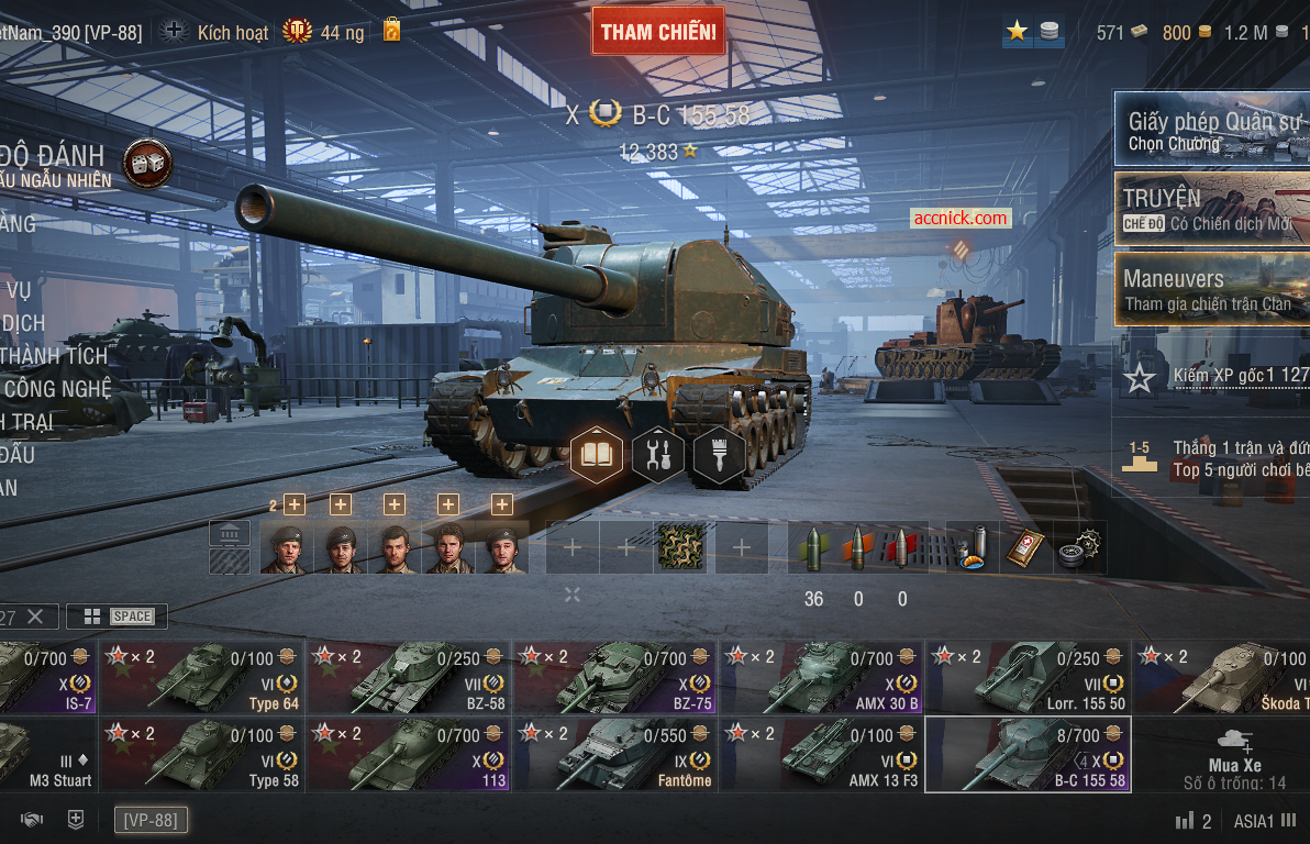 Acc World of Tanks PC sở hữu 6 tank X đa dạng lối chơi BZ-75...