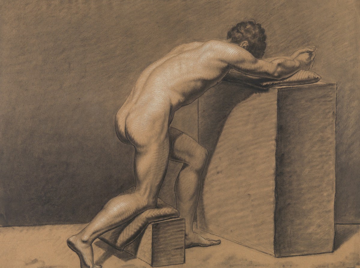 Kneeling male nude 19th century