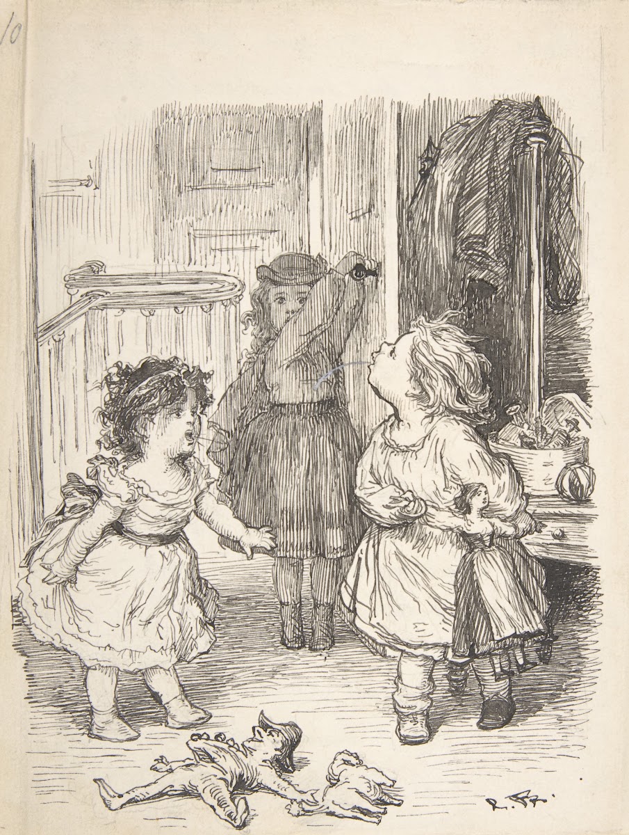 Three Little Girls in a Room Arguing and Spitting 18351903