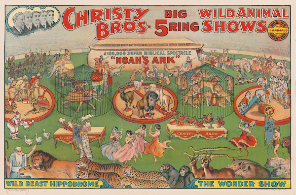 Christy Bros 5 big ring wild animal shows 100000 super biblical spectacle Noahs